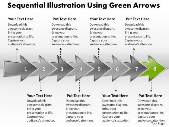 Ppt Sequential Illustration Using Arrows PowerPoint 2007 Templates