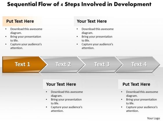 Ppt Sequential Progress Of 4 Steps Involved Development PowerPoint Templates