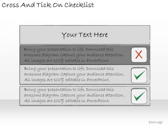 Ppt Slide Cross And Tick On Checklist Business Diagrams