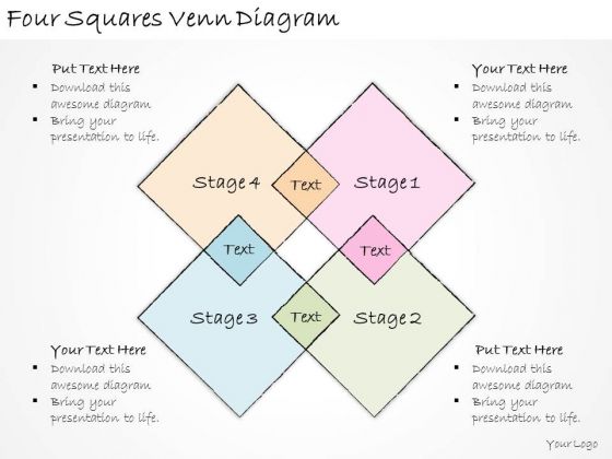 Ppt Slide Four Squares Venn Diagram Business Plan - PowerPoint Templates