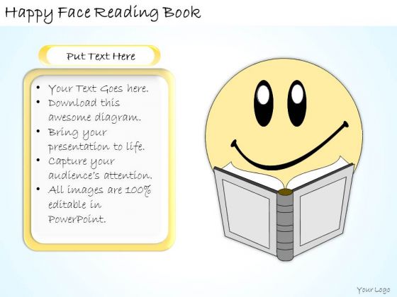 Ppt Slide Happy Face Reading Book Business Diagrams