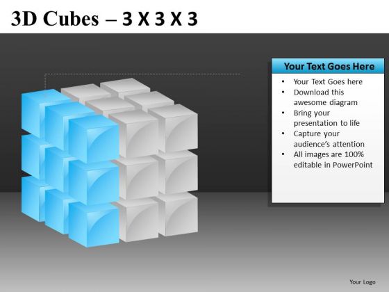 Ppt Slide With Editable Layers Of 3d Cubes