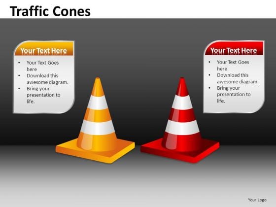 Ppt Slides 2 Editable Road Cones PowerPoint Templates