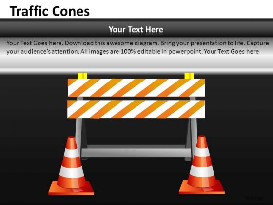 Ppt Slides Business Roadblocks Ahead Traffic Cones PowerPoint Templates