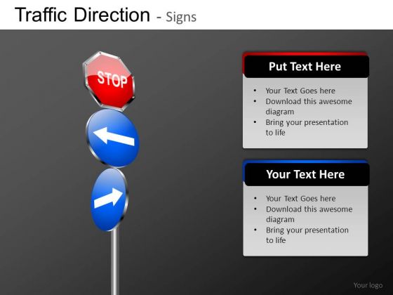 Ppt Slides Stop Sign Arrows Direction Road Signs PowerPoint Templates