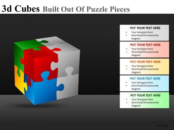 Ppt Template 3d Cube Puzzle Pieces