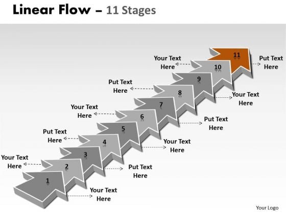 Ppt Theme 11 Practice PowerPoint Macro Steps Straight Line Linear Arrows Process 12 Design