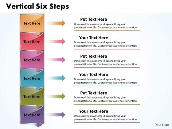 Ppt Vertical 6 Steps Downward PowerPoint Templates