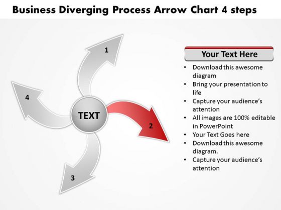 Presentation Diverging Process Arrow Chart 4 Steps Circular PowerPoint Templates