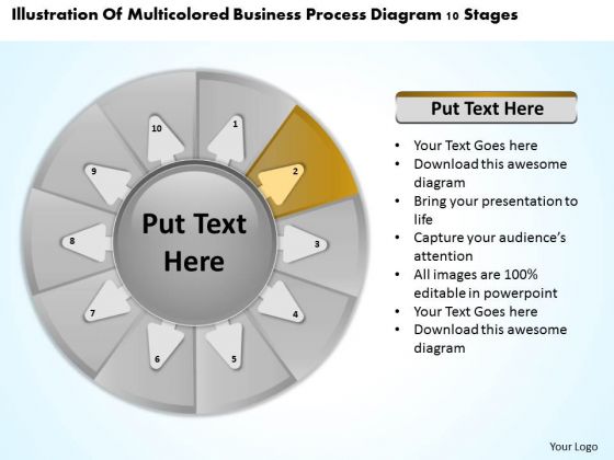 Presentations Process Diagram 10 Stages Preparing Business Plan PowerPoint Templates