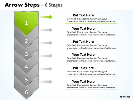 Process PowerPoint Template Arrow 6 Stages 1 Communication Skills Design