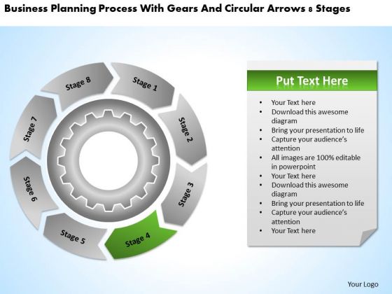 Process With Gears And Circular Arrows 8 Stages Business Plan PowerPoint Slides Process With Gears And Circular Arrows 8 Stages Business Plan PowerPoint Slides