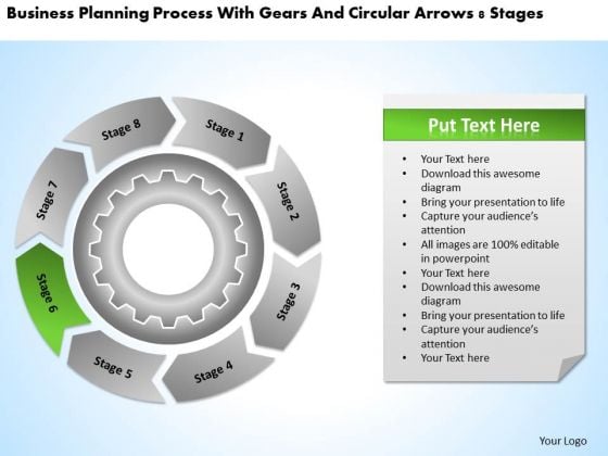 Process With Gears And Circular Arrows 8 Stages Catering Business Plan PowerPoint Slides Process With Gears And Circular Arrows 8 Stages Catering Business Plan PowerPoint Slides