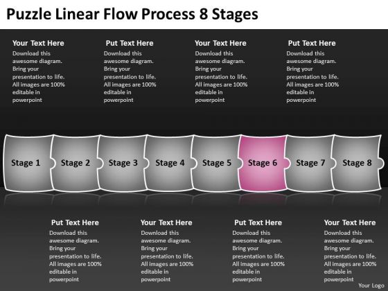 Puzzle Linear Flow Process 8 Stages Charts Office PowerPoint Templates