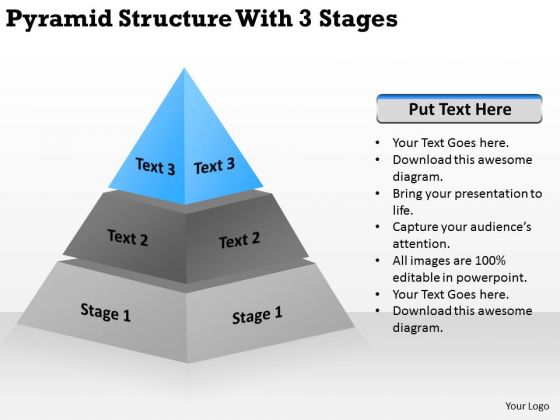 Pyramid Structur With 3 Stages Ppt Handyman Business Plan PowerPoint Slides