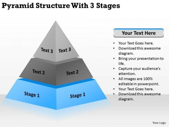 Pyramid Structur With 3 Stages Ppt Simple Business Plan PowerPoint Templates