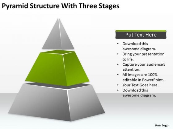 pyramid structure with three stages ppt business plan for free