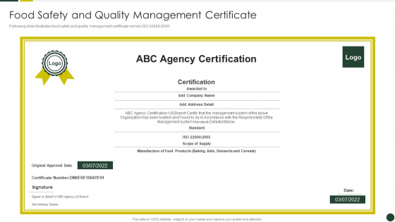 Quality Management Plan Templates Set 2 Food Safety And Quality Management Certificate Formats PDF Quality Management Plan Templates Set 2 Food Safety And Quality Management Certificate Formats PDF