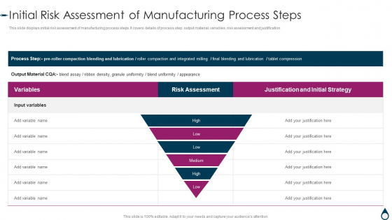 Quality Manufacturing Process For Generic Medicines Initial Risk Assessment Of Manufacturing Infographics PDF