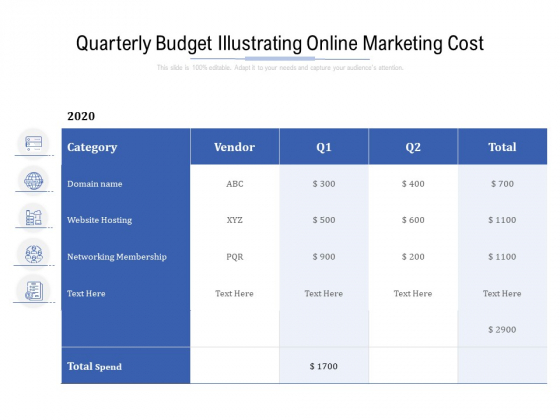 Quarterly Budget Illustrating Online Marketing Cost Ppt PowerPoint Presentation Gallery Images PDF Quarterly Budget Illustrating Online Marketing Cost Ppt PowerPoint Presentation Gallery Images PDF
