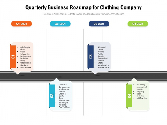Quarterly Business Roadmap For Clothing Company Diagrams