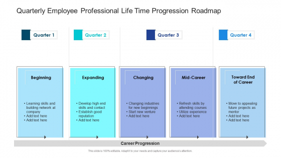 Quarterly Employee Professional Life Time Progression Roadmap Formats