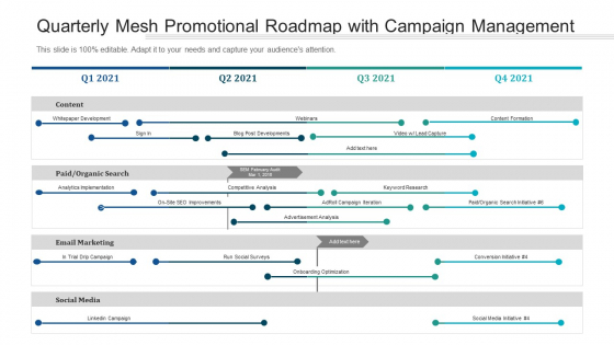 Quarterly Mesh Promotional Roadmap With Campaign Management Background Quarterly Mesh Promotional Roadmap With Campaign Management Background