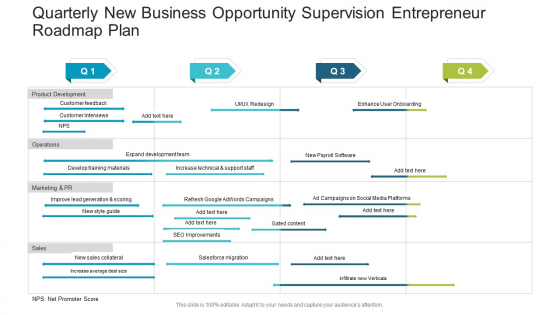 Quarterly New Business Opportunity Supervision Entrepreneur Roadmap Plan Sample PDF