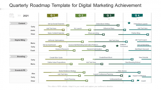 Quarterly Roadmap Template For Digital Marketing Achievement Brochure Quarterly Roadmap Template For Digital Marketing Achievement Brochure