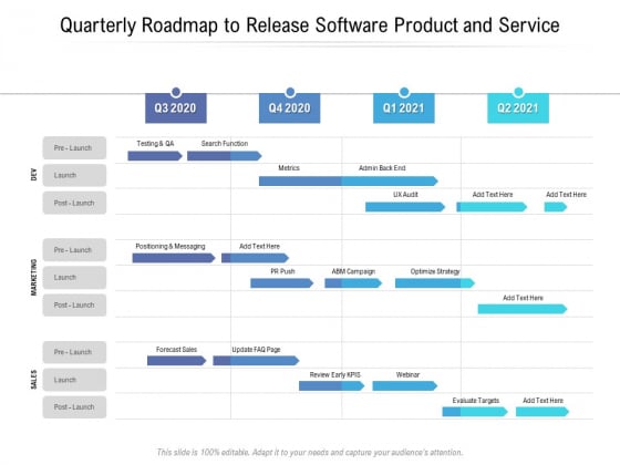 Quarterly Roadmap To Release Software Product And Service Brochure Quarterly Roadmap To Release Software Product And Service Brochure