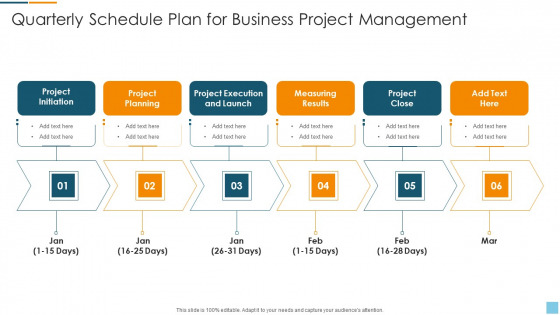Quarterly Schedule Plan For Business Project Management Clipart PDF