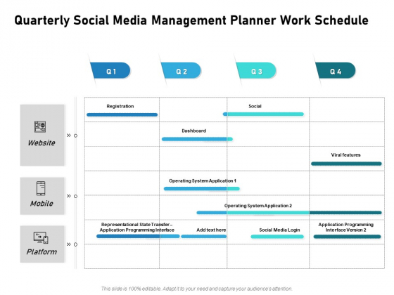 Quarterly Social Media Management Planner Work Schedule Microsoft