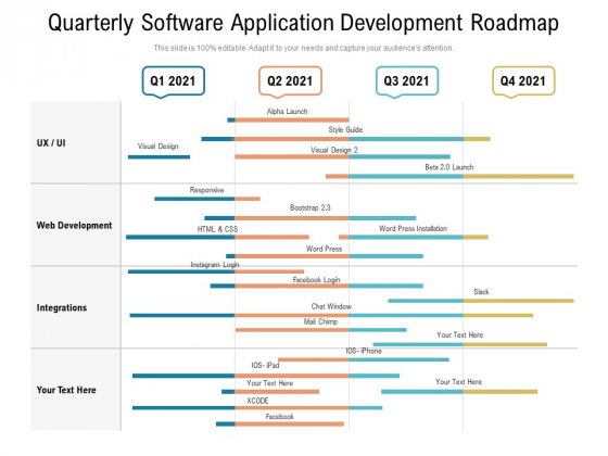 Quarterly Software Application Development Roadmap Brochure