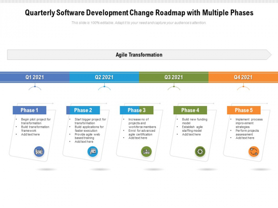 Quarterly Software Development Change Roadmap With Multiple Phases Portrait