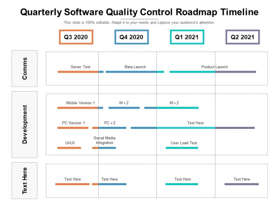 Quarterly Software Quality Control Roadmap Timeline Elements