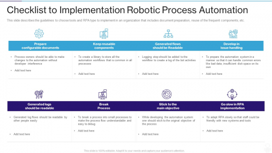 RPA IT Checklist To Implementation Robotic Process Automation Ppt Professional Layouts PDF RPA IT Checklist To Implementation Robotic Process Automation Ppt Professional Layouts PDF