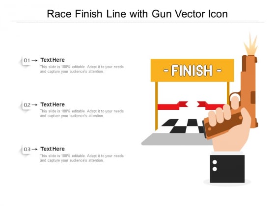Race Finish Line With Gun Vector Icon Ppt PowerPoint Presentation Gallery Guidelines PDF