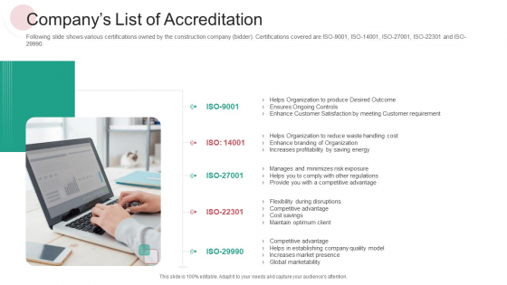 Real Capital Market Bid Assessment Companys List Of Accreditation Sample PDF