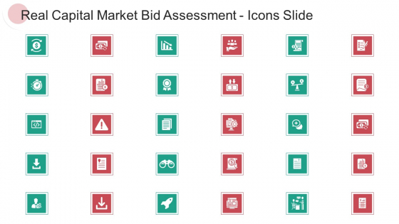 Real Capital Market Bid Assessment Icons Slide Ppt PowerPoint Presentation Visual Aids Deck PDF