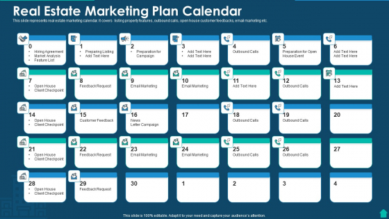 Real Estate Marketing Plan Calendar Clipart PDF