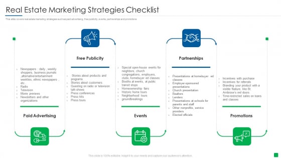 Real Estate Marketing Strategies Checklist Clipart PDF