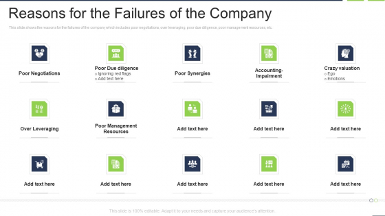 Reasons For The Failures Of The Company Icons PDF