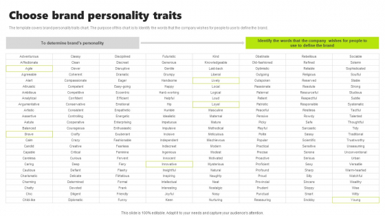 Rebrand Kick Off Plan Choose Brand Personality Traits Background PDF