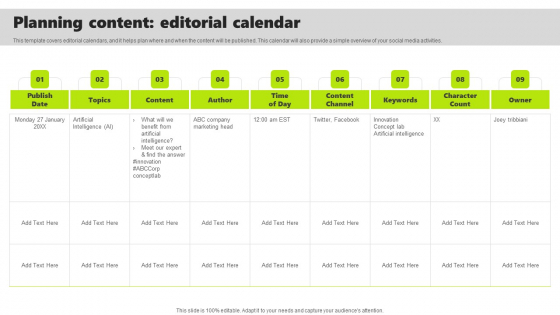 Rebrand Kick Off Plan Planning Content Editorial Calendar Graphics PDF