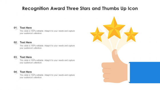 Recognition Award Three Stars And Thumbs Up Icon Professional PDF