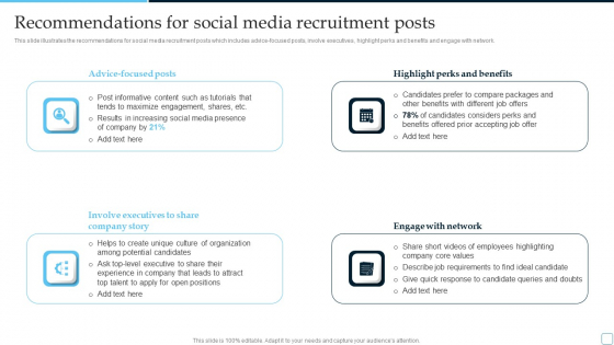 Recommendations For Social Media Recruitment Posts Tactical Plan To Enhance Social Media Hiring Process Microsoft PDF