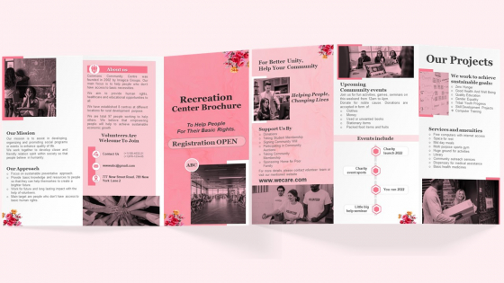 Recreation Center Brochure Trifold