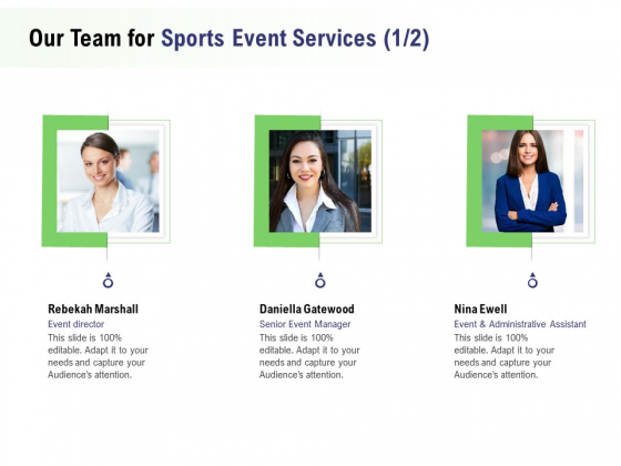 Recreational Program Proposal Our Team For Sports Event Services Teamwork Ppt Show Designs PDF