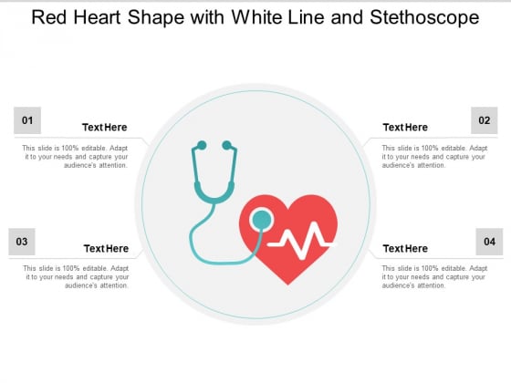 Red Heart Shape With White Line And Stethoscope Ppt PowerPoint Presentation Infographics Graphics