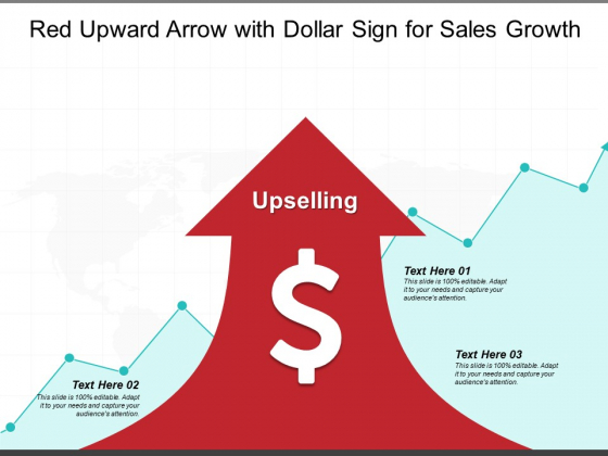 Red Upward Arrow With Dollar Sign For Sales Growth Ppt PowerPoint Presentation Inspiration Clipart Images
